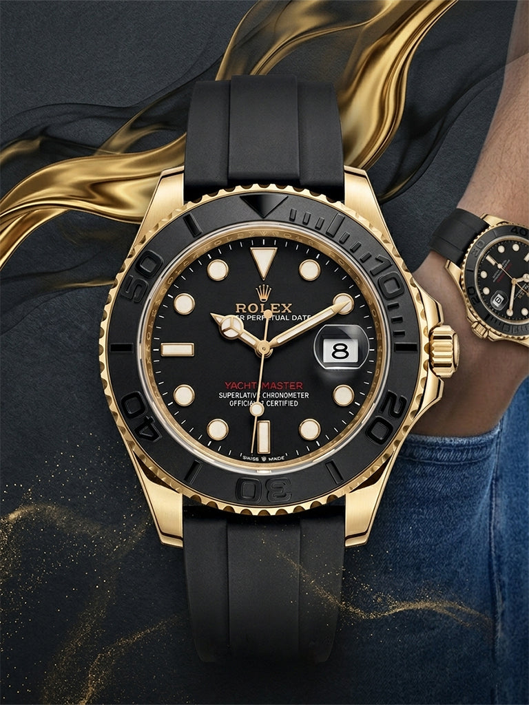 ( Golden ) Rolex Stylish Watch for Men Adjustable Rubber Strap